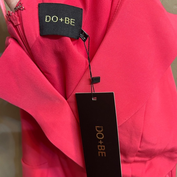 DO+BE Vibrant Pink Asymmetrical Long Sleeve Dress - Picture 4 of 6